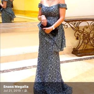 Green lace with silver breads elegant Jovani dress